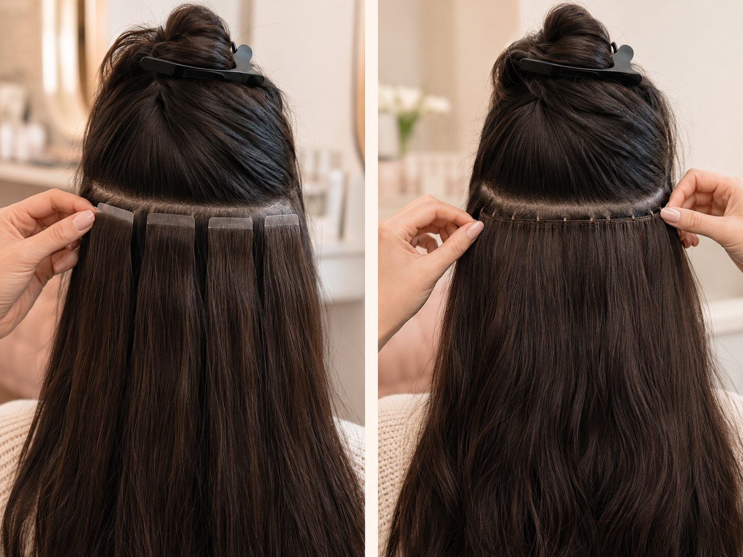 Extensions hybrides – Tape et bande cousue