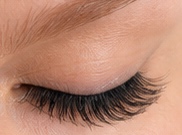 Closed eye with eyelash extensions